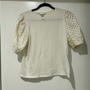 H&M Cream Eyelet Sleeve Blouse